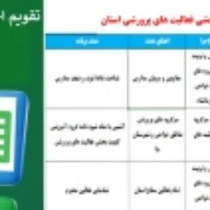 تقویم اجرایی گروه آموزشی کیفیت بخشی فعالیت های پرورشی