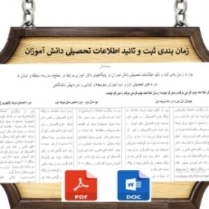 چارت زمان بندی ثبت و تائید اطلاعات تحصیلی دانش آموزان در پایگاههای دانش آموزی مرتبط در سطح« مدرسه، منطقه و استان » دوره های تحصیلی اول و دوم آموزش متوسطه و ابتدایی و دوره پیش دانشگاهی