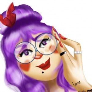 فایل دختر جذلب مو بنفش مناسب برای چاپ روی انواع متریال
