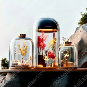 فایل تصاویر خلق شده با هوش مصنوعی شیشه معماری و گل ۱