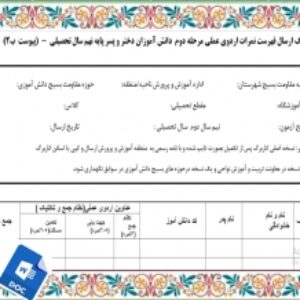 كاربرگ ارسال فهرست نمرات اردوی عملی مرحله دوم  آمادگی دفاعی دانش آموزان دختر و پسر پایه نهم
