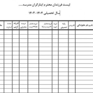 لیست فرزندان ایثارگران در مدرسه