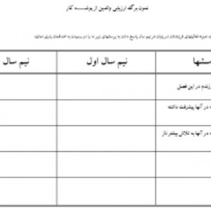 نمون برگ ارزیابی والدین از پوشــــــه کار