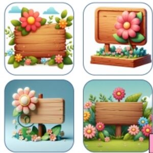 دانلود مجموعه تصاویر تابلو چوبی انیمیشنی(برد چوبی انیمیشنی) همراه با گل با فرمت جی پی جی (jpg)