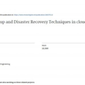 ترجمۀ مقاله Online Data Backup and Disaster Recovery Techniques in cloud computing: A Review ، بررسی تکنیک های پشتیبان گیری و بازیابی اطلاعات به صورت آنلاین در محاسبات ابری