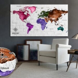 نقشه جهان با جزئیات دارای بافت زمینه تم دیوار سفید مناسب چاپ برای تابلو دیواری