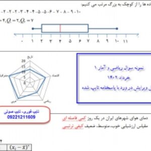 نمونه سوال ریاضی و آمار 1 پایه دهم انسانی خرداد ماه با پاسخنامه تایپی