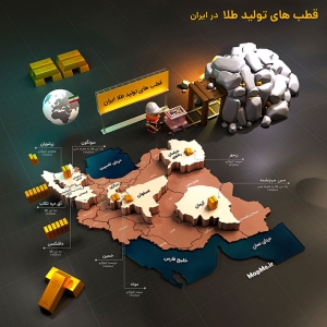 نقشه سه بعدی مهمترین معادن طلا در ایران با کیفیت بالا