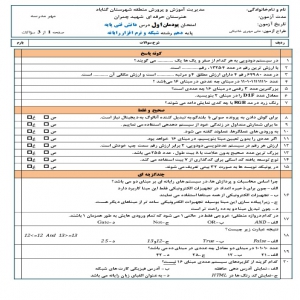 آزمون پودمان اول درس دانش فنی پایه دهم رشته شبکه و نرم افزار رایانه ای