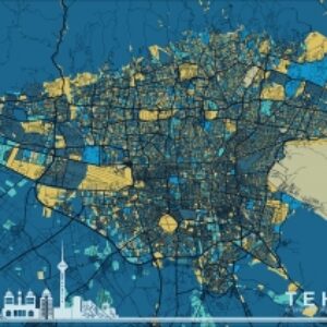 پوستر نقشه pdf گرافیکی خیابان های شهر تهران در سایز A3