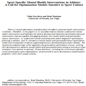 ترجمه مقاله Sport-Specific  Mental Health Interventions in Athletes: A Call for Optimization Models Sensitive to Sport Culture