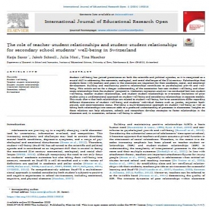 ترجمه مقاله (2024) The role of teacher–student relationships and student–student relationships for secondary school students’ well-being in Switzerland