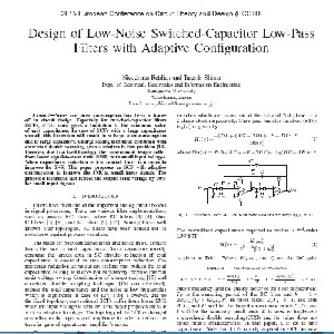 ژورنال Design of Low-Noise Switched-Capacitor Low-Pass Filters with Adaptive Configuration به همرا ترجمه